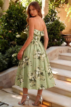 Gwen Green Floral Asos Strapless Midi Dress | Elegant Prom