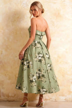 Gwen Green Floral Asos Strapless Midi Dress | Elegant Prom