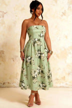 Gwen Green Floral Asos Strapless Midi Dress | Elegant Prom