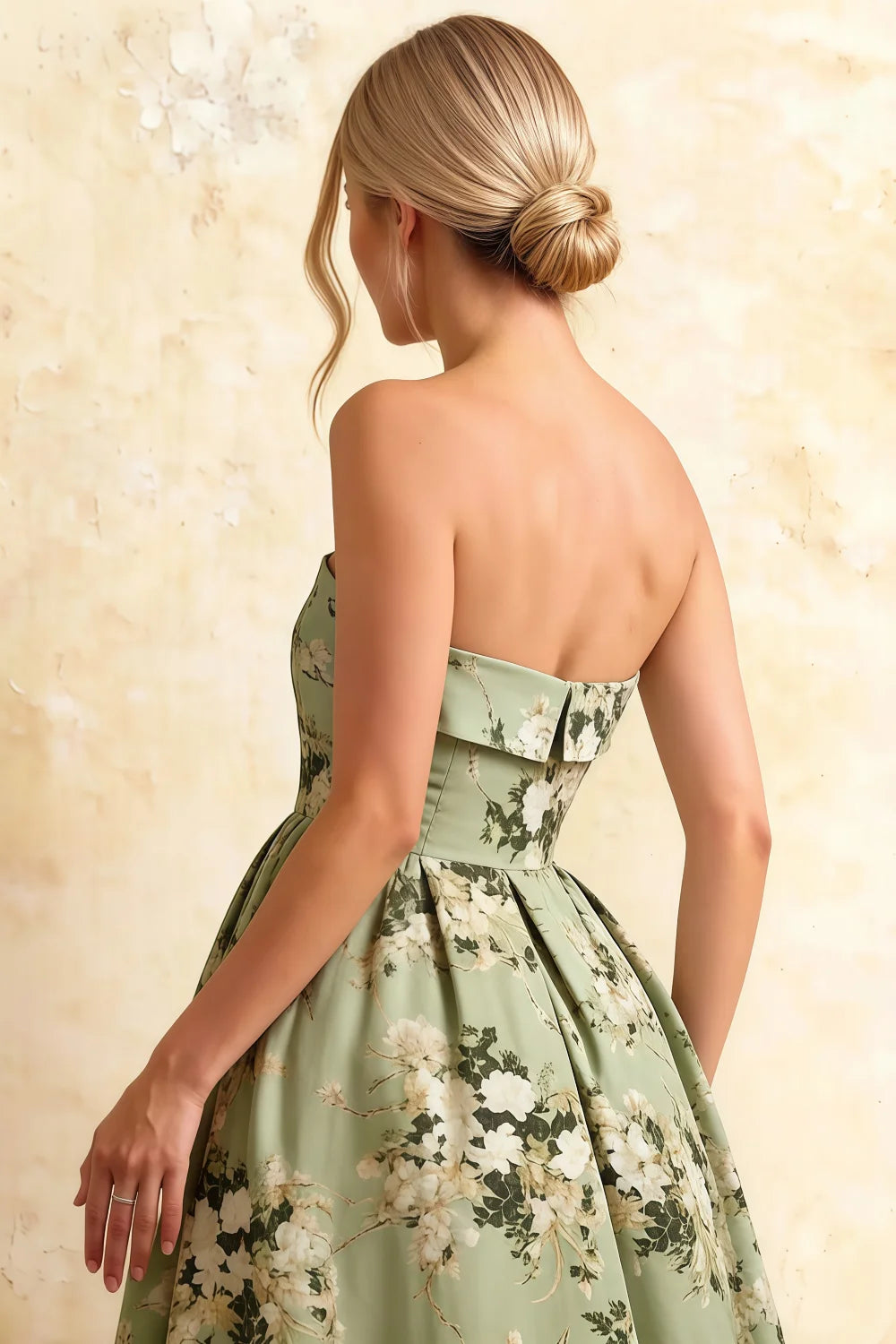 Gwen Green Floral Asos Strapless Midi Dress | Elegant Prom