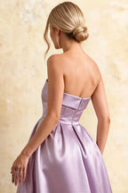 Gwen Lilac Strapless Midi Wedding Guest Dress