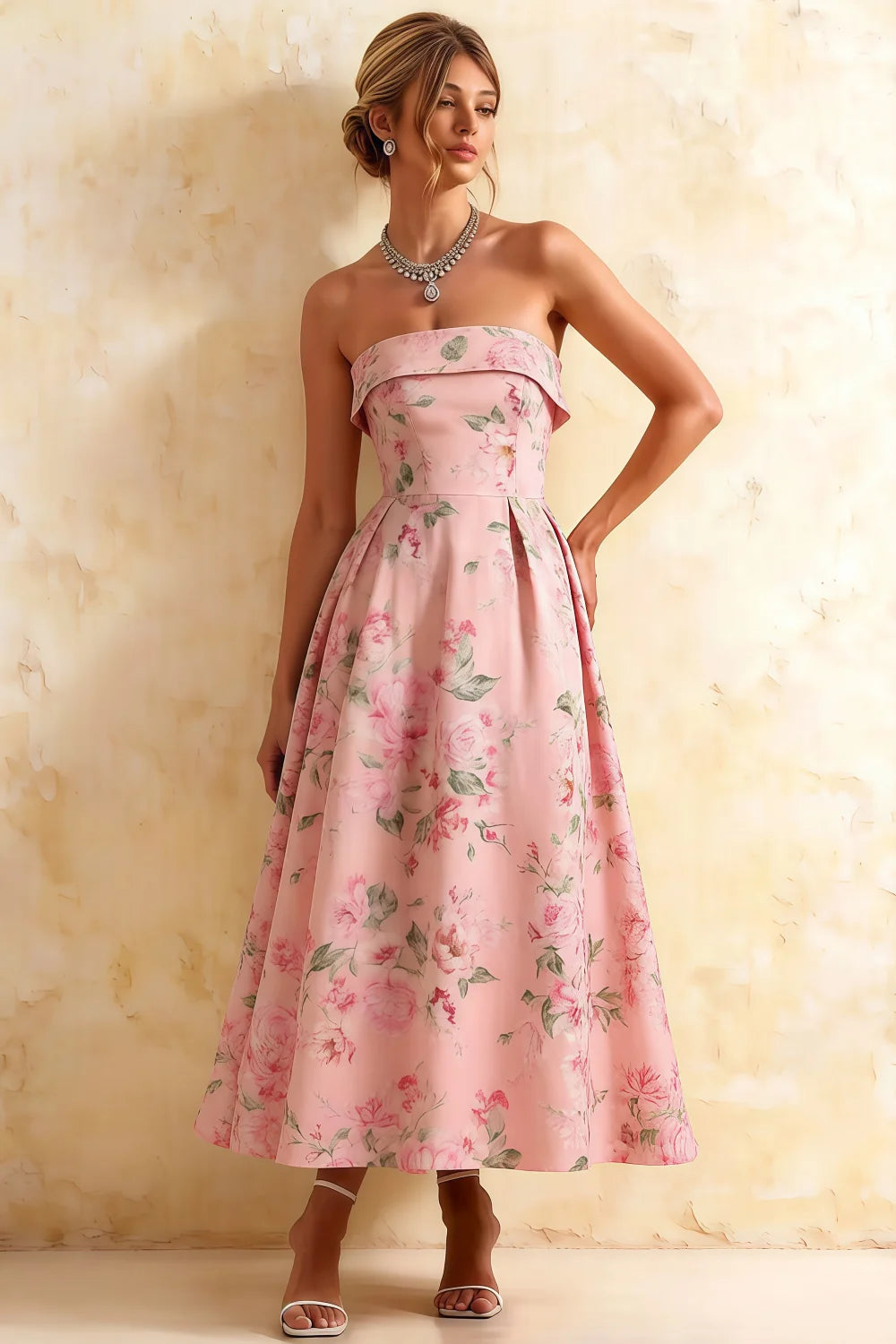 Vestido midi sin tirantes Bristol con estampado floral Gwen Imagen principal del producto