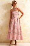 Gwen Pink Floral Bristol Strapless Midi Dress
