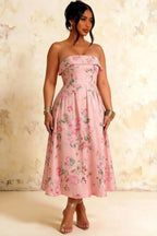 Gwen Pink Floral Bristol Strapless Midi Dress