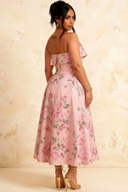 Gwen Pink Floral Bristol Strapless Midi Dress