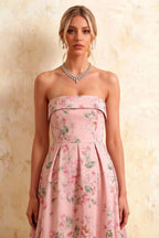 Gwen Pink Floral Bristol Strapless Midi Dress