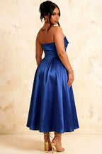 Gwen Royal Blue Midi Strapless Cocktail Dress