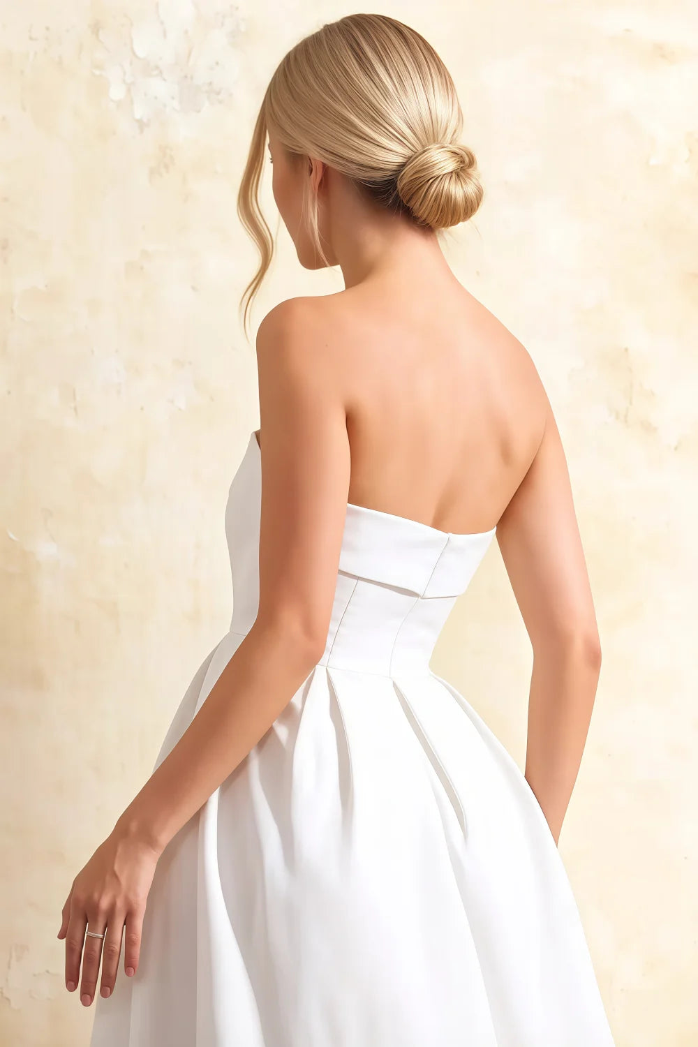 Gwen White Strapless Midi Dress | Elegant Skater Style