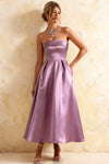 Gwen Wisteria Strapless Midi Fit and Flare Dress