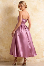 Gwen Wisteria Strapless Midi Fit and Flare Dress