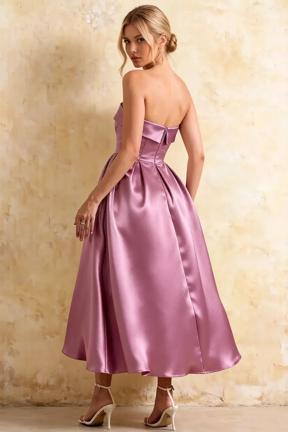 Gwen Wisteria Strapless Midi Fit and Flare Dress