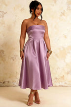 Gwen Wisteria Strapless Midi Fit and Flare Dress