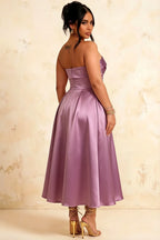 Gwen Wisteria Strapless Midi Fit and Flare Dress
