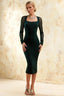 Gwendolyn Emerald Green Midi Dress Long Sleeve