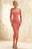Gwendolyn Pink Midi Cocktail Dress with Sleeves