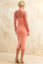 Gwendolyn Pink Midi Cocktail Dress with Sleeves