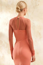 Gwendolyn Pink Midi Cocktail Dress with Sleeves
