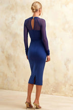 Gwendolyn Royal Blue Long Sleeve Midi Dress Formal