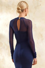 Gwendolyn Royal Blue Long Sleeve Midi Dress Formal