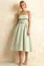 Hannah Mint Midi Dress Square Neck with Belted Waist
