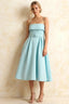 Hannah Powder Blue Belted Midi Dresses Square Neck