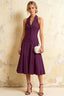 Harper Grape Midi V Neck Sleeveless Dress with Drop Waist