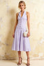 Harper Lavender A Line V Neck Midi Dress with Drop Waist