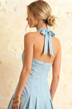 Harper Powder Blue V Neck Midi Dress for Women