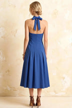 Harper Royal Blue Midi V Neck Dress for Women