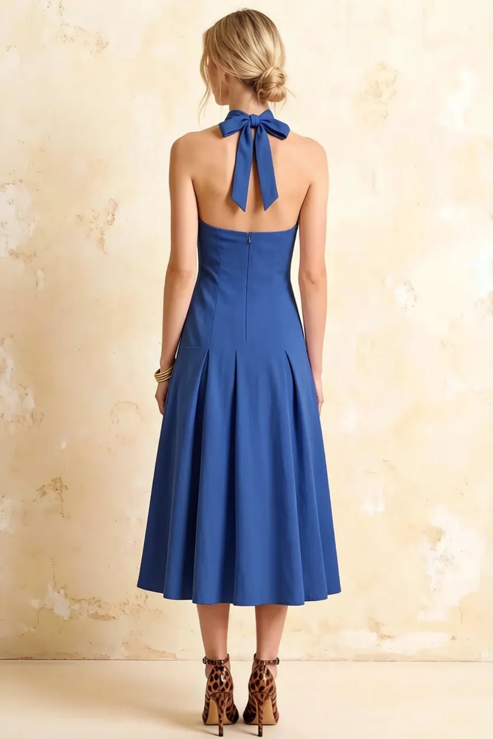 Harper Royal Blue Midi V Neck Dress for Women