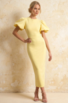 Harriet Lemon Puff Sleeve Midi Dress | Elegant Women's Dress