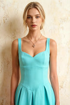 Heather Aqua A Line Midi Dress | Elegant Sweetheart Cocktail Dress