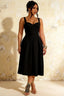 Heather Black A Line Midi Dress | Elegant Sweetheart Cocktail