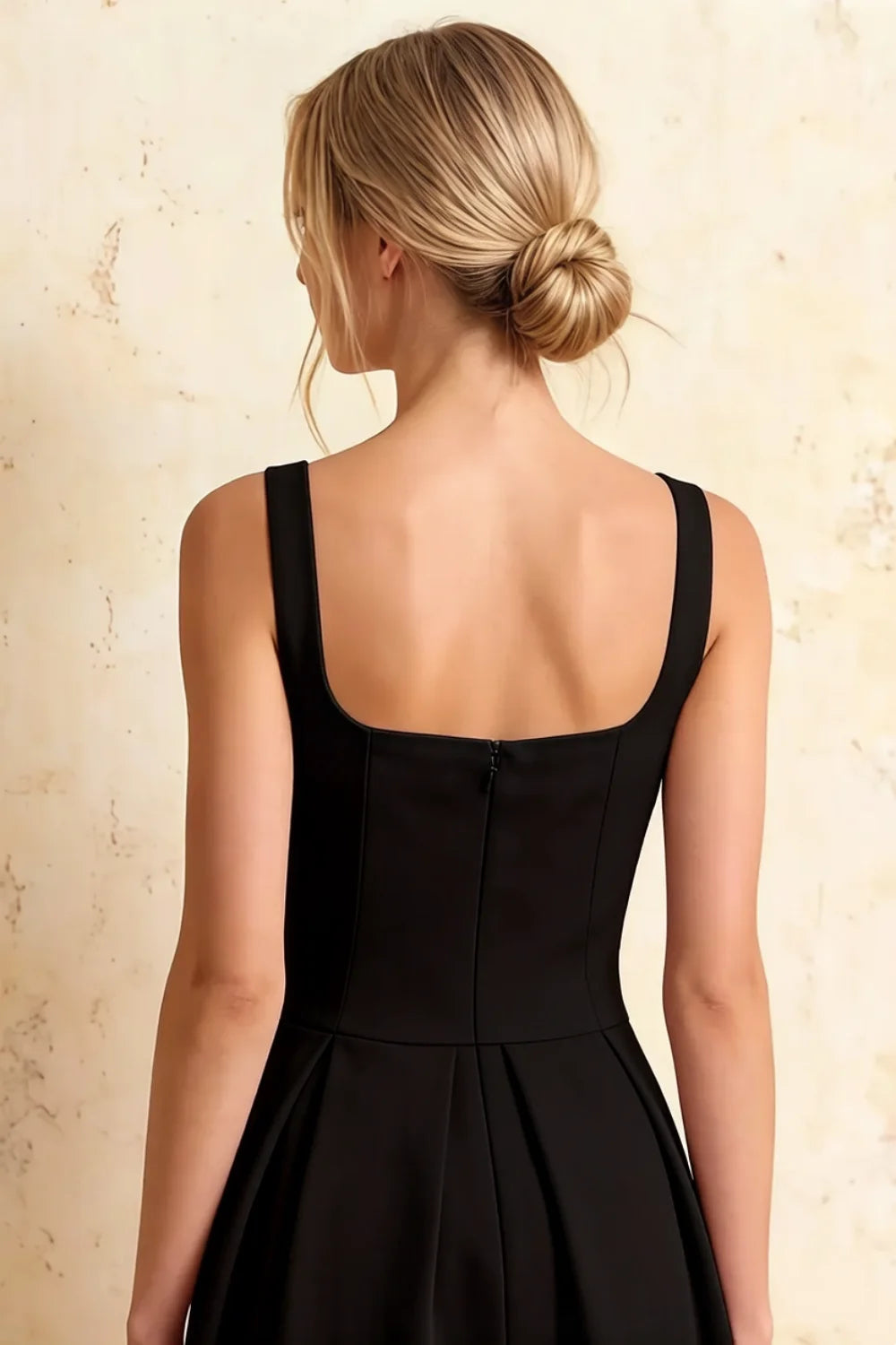 Heather Black A Line Midi Dress | Elegant Sweetheart Cocktail