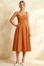 Heather Bronze A Line Midi Dress | Elegant Wedding Guest Outfit