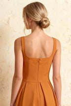 Heather Bronze A Line Midi Dress | Elegant Wedding Guest Outfit