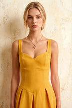 Heather Gold A Line Midi Dress | Elegant Formal Cocktail Dress for Women