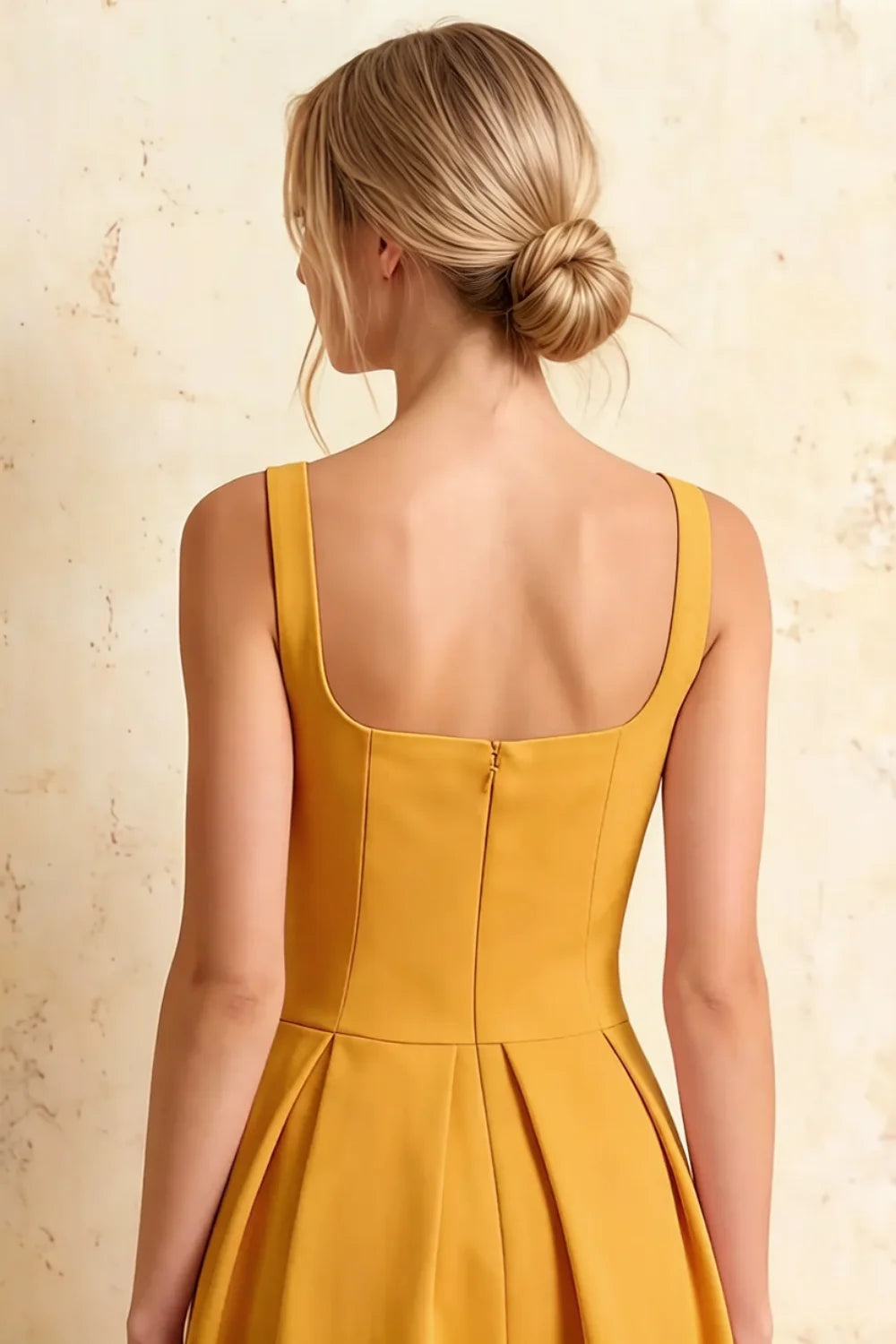 Heather Gold A Line Midi Dress | Elegant Formal Cocktail Dress for Women