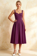 Heather Grape A Line Midi Dress | Elegant Women’s Dress US/CA
