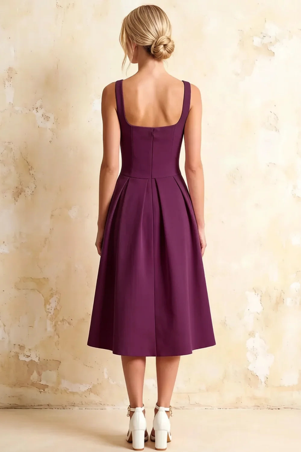Heather Grape A Line Midi Dress | Elegant Women’s Dress US/CA