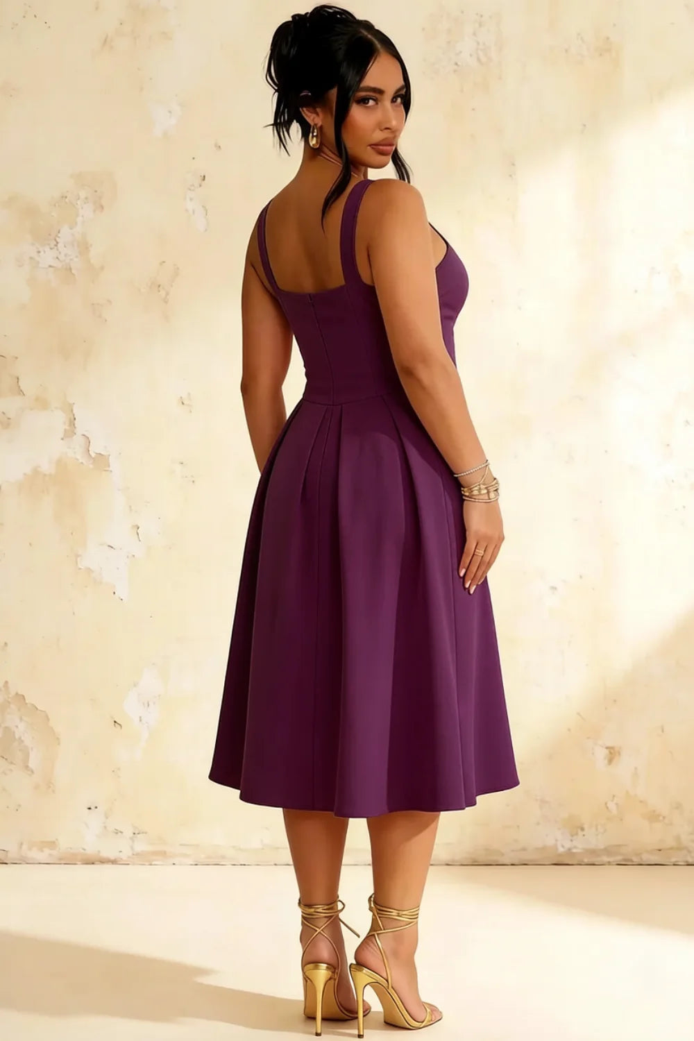 Heather Grape A Line Midi Dress | Elegant Women’s Dress US/CA