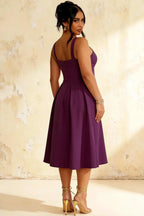 Heather Grape A Line Midi Dress | Elegant Women’s Dress US/CA