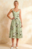 Heather Green Floral A Line Midi Dress | Vintage Heather Dress for Women