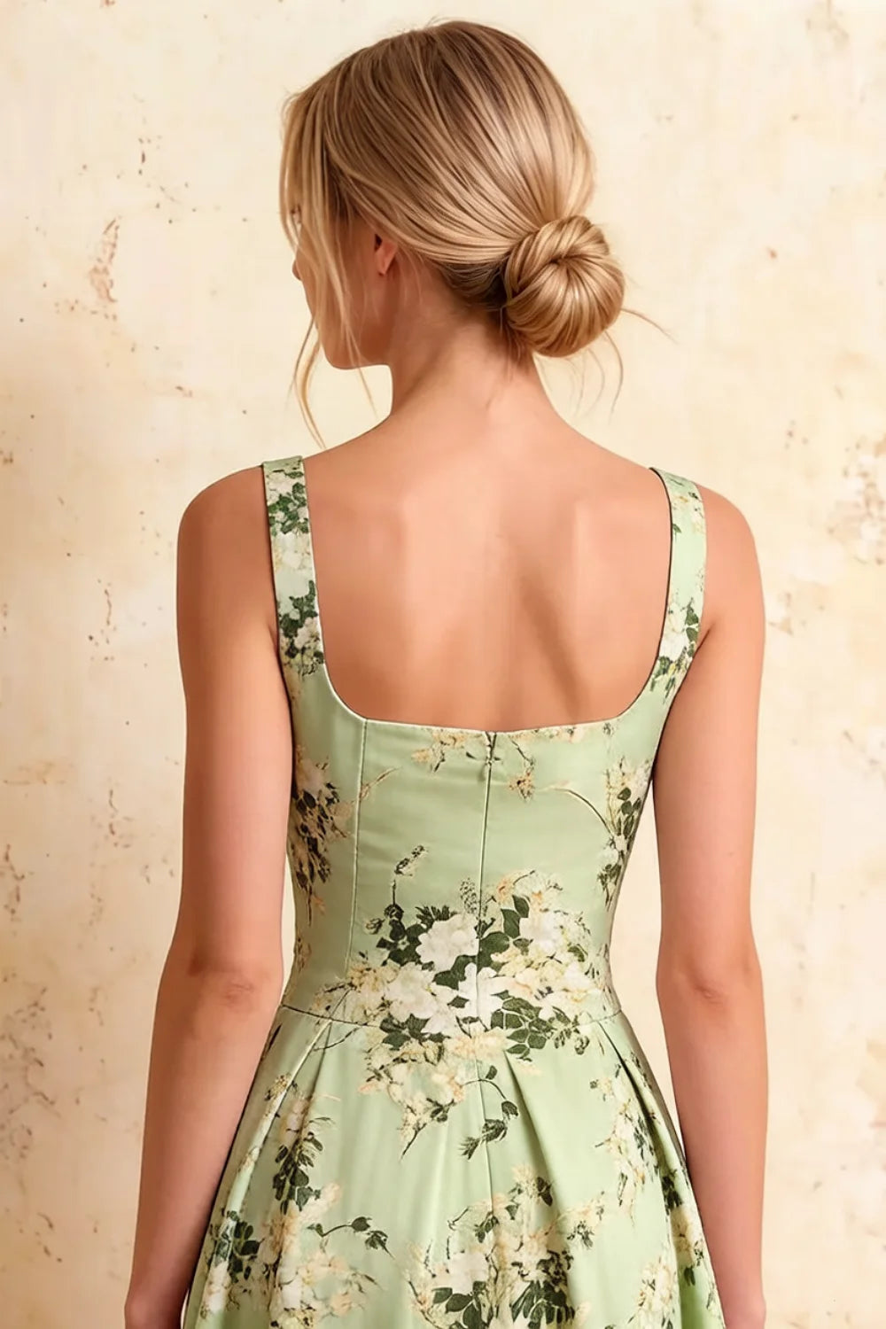 Heather Green Floral A Line Midi Dress | Vintage Heather Dress for Women