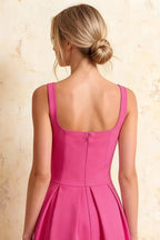 Heather Hot Pink A Line Midi Dress