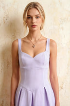 Heather Lavender A Line Midi Dress | Elegant Purple Dress for Date & Daily Wear