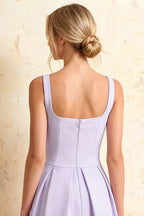 Heather Lavender A Line Midi Dress | Elegant Purple Dress for Date & Daily Wear