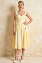 Heather Lemon A Line Midi Dress | Elegant Square Neck Party Dress