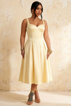 Heather Lemon A Line Midi Dress | Elegant Square Neck Party Dress