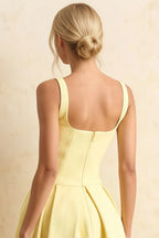 Heather Lemon A Line Midi Dress | Elegant Square Neck Party Dress